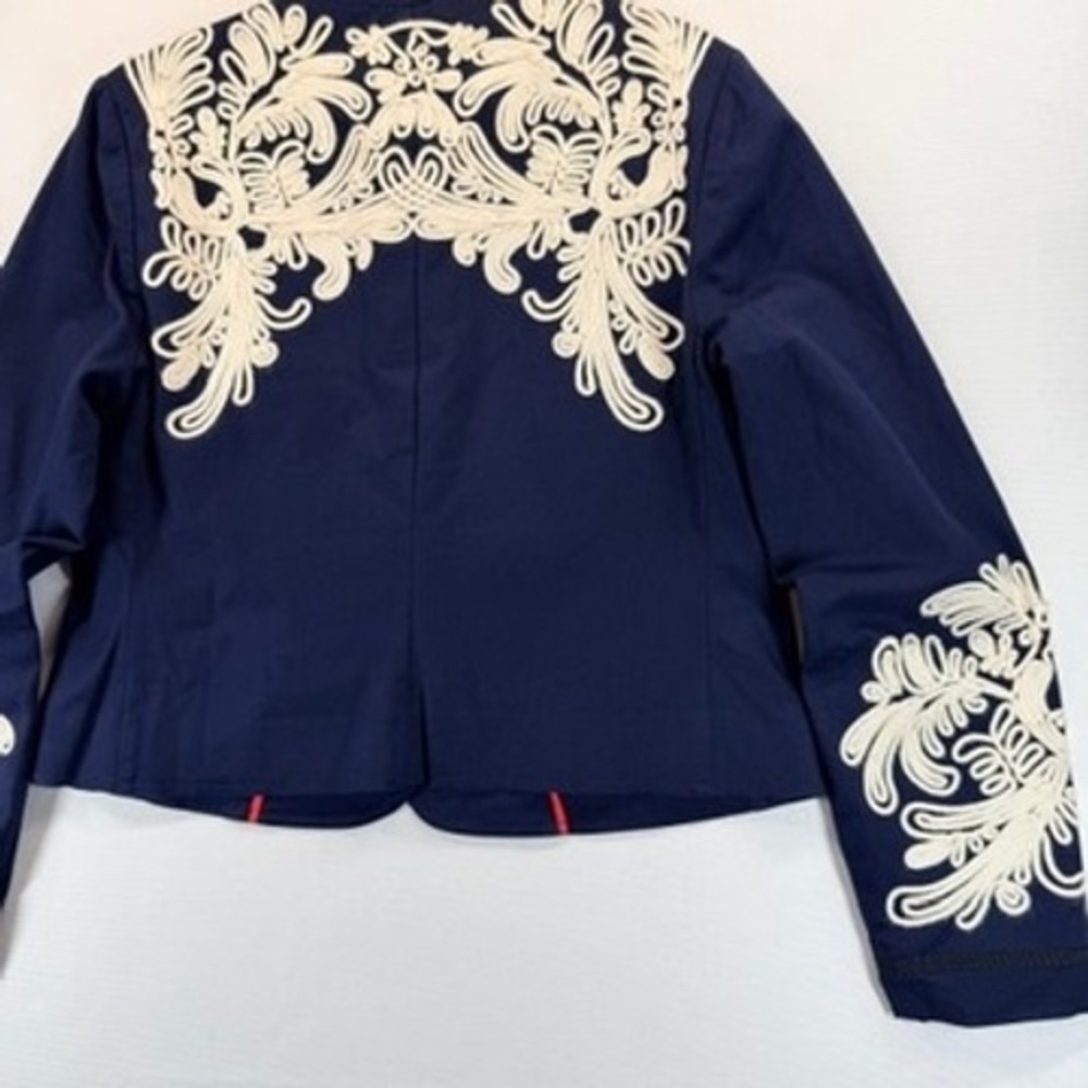 Boden Warwick Embroidered Military Jacket Navy Ivory US 10 - Picture 10 of 16